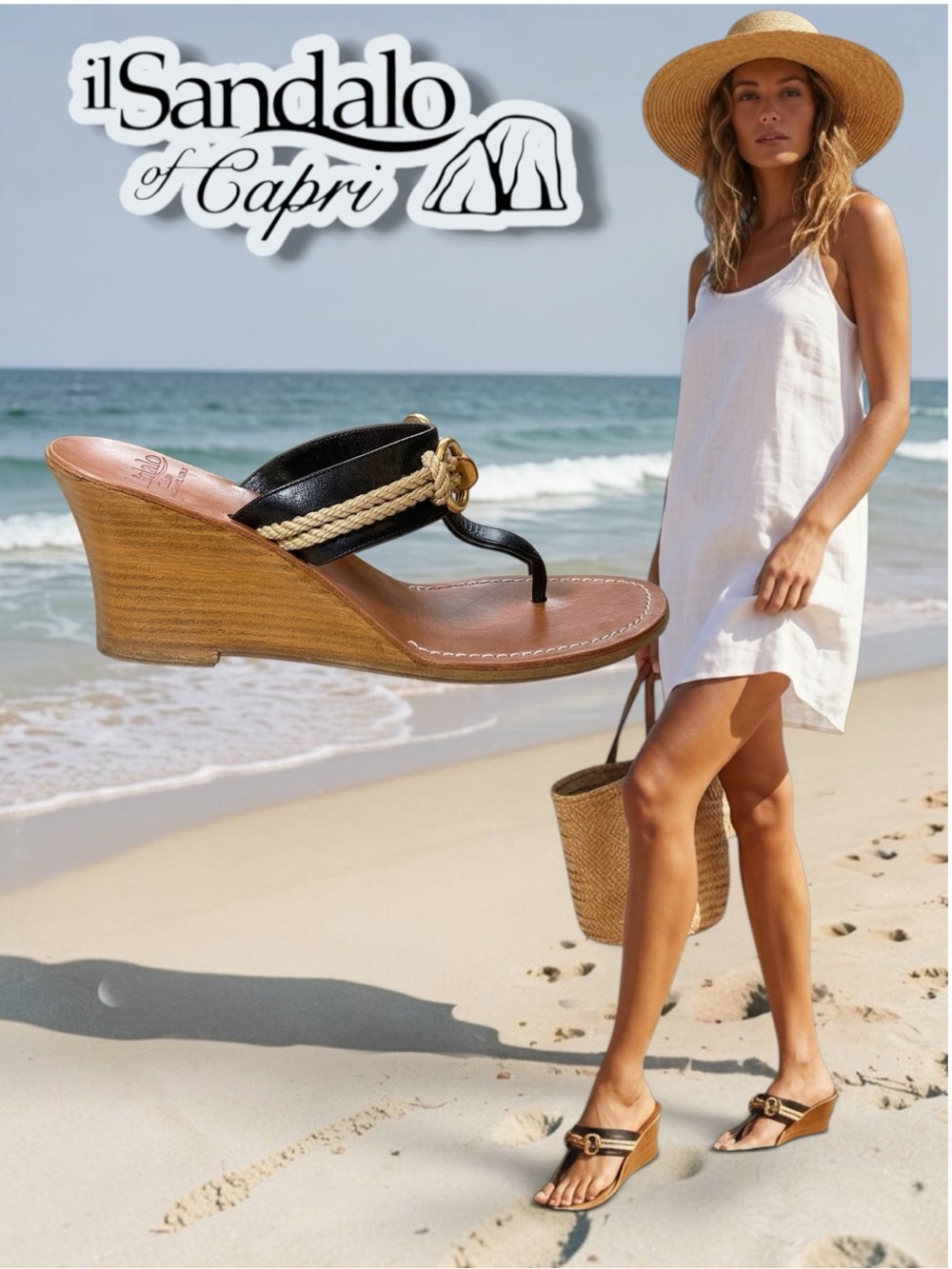 il Sandalo Italia Teserole Brothers Wood Rope Accent Wedge Sandals Women - IT 37